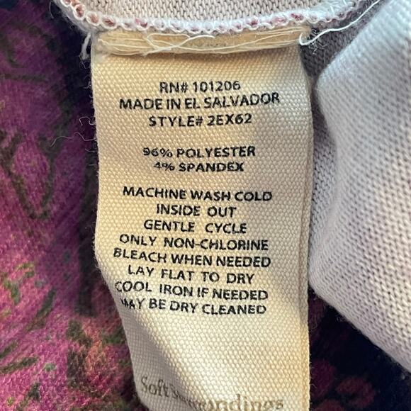 Soft Surroundings Ombre Soft Tunic Womens Small Burgundy Pink Mixed Print Top - Picture 5 of 7